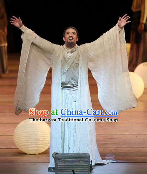 Drama Chinese Orphan Chinese Ancient Scholar Cheng Ying Clothing Stage Performance Dance Costume and Headpiece for Men