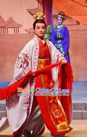 Amber Fate Chinese Beijing Opera Niche Red Clothing Stage Performance Dance Costume and Headpiece for Men