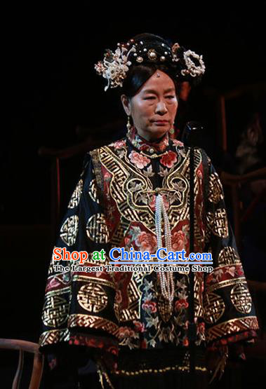 Beijing Fayuansi Chinese Qing Dynasty Empress Dowager Cixi Dress Stage Performance Dance Costume and Headpiece for Women