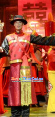 Gucuo Marriage Chinese Traditional Bridegroom Clothing Stage Performance Dance Costume and Headpiece for Men