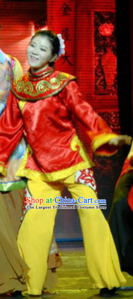Gucuo Marriage Chinese Folk Dance Outfits Stage Performance Dance Costume and Headpiece for Women