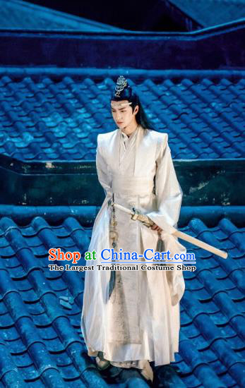 The Untamed Chinese Drama Ancient Nobility Childe Swordsman Lan Wangji Wang Yibo White Costumes for Men