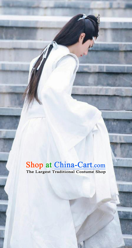The Untamed Chinese Drama Ancient Nobility Childe Swordsman Lan Wangji Wang Yibo White Costumes for Men