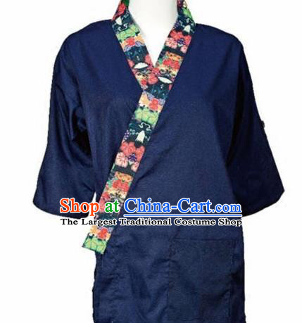 Traditional Japanese Navy Yamato Shirt Kimono Asian Japan Costume for Men