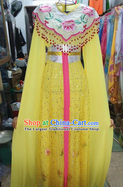 Chinese Traditional Beijing Opera Diva Costume Peking Opera Young Lady Yellow Dress for Adults