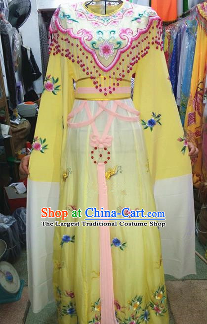 Chinese Traditional Beijing Opera Actress Costume Peking Opera Princess Yellow Dress for Adults