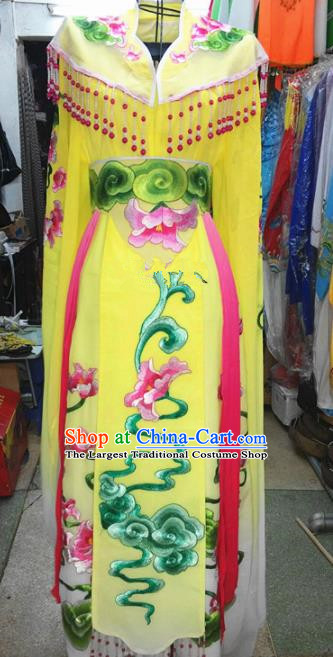 Chinese Traditional Beijing Opera Princess Costume Peking Opera Actress Yellow Dress for Adults