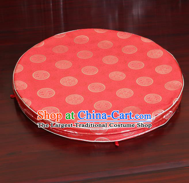 Chinese Classical Household Ornament Rush Cushion Cover Traditional Pattern Watermelon Red Brocade Mat Cover