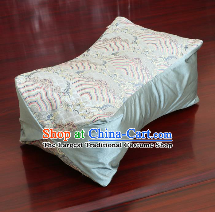 Chinese Traditional Wave Pattern Blue Brocade Pillow Slip Pillow Cover Classical Household Ornament