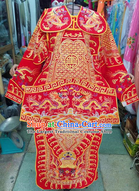 Chinese Traditional Beijing Opera Children Costume Peking Opera General Red Clothing for Kids