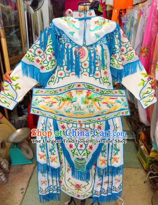 Chinese Traditional Beijing Opera Costume Peking Opera Female General White Clothing for Kids