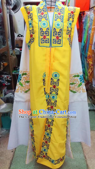 Chinese Traditional Beijing Opera Old Gentleman Costume Peking Opera Embroidered Yellow Clothing for Adults