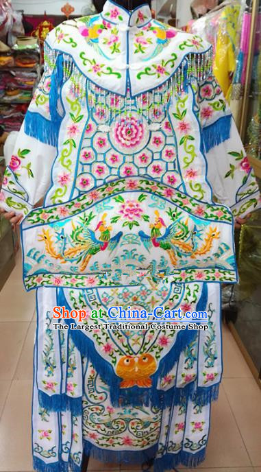 Chinese Traditional Beijing Opera Female General White Clothing Peking Opera Actress Costume for Adults