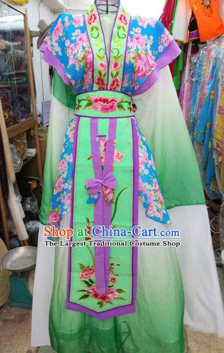 Chinese Traditional Beijing Opera Green Dress Peking Opera Actress Water Sleeve Costume for Adults