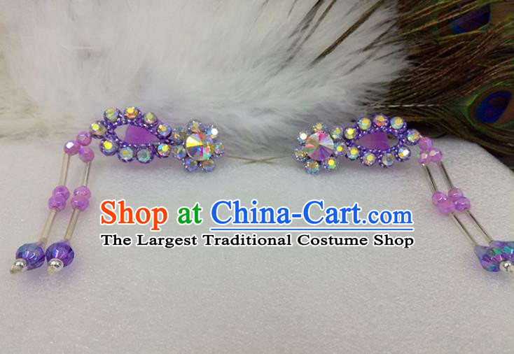 Chinese Traditional Beijing Opera Actress Hair Accessories Ancient Princess Purple Hairpins for Adults