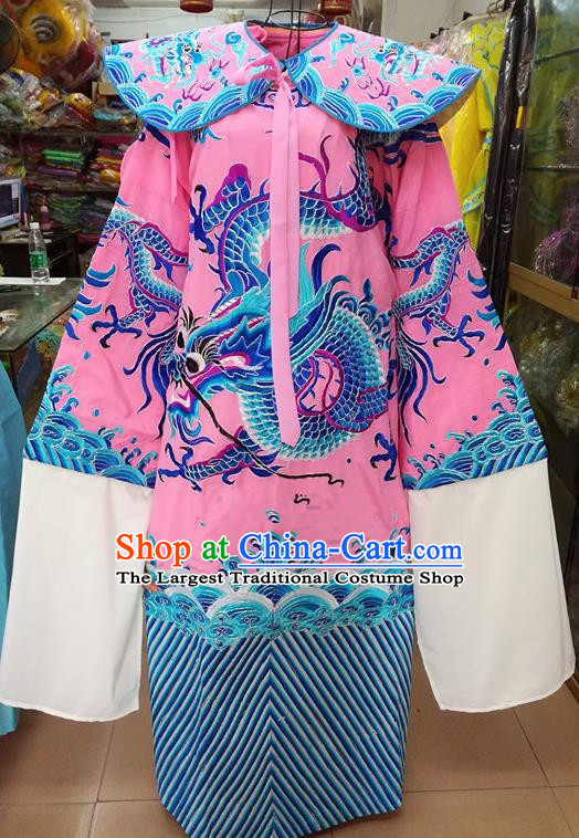 Chinese Traditional Beijing Opera Minister Costume Peking Opera Old Men Pink Embroidered Robe for Adults