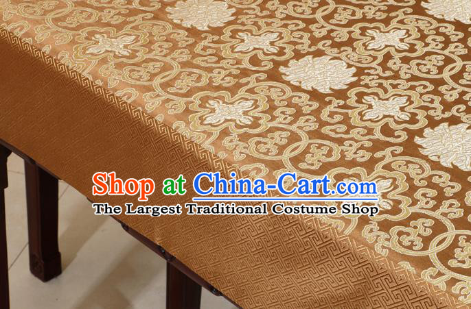 Chinese Traditional Lotus Pattern Bronze Brocade Desk Cloth Classical Satin Household Ornament Table Cover