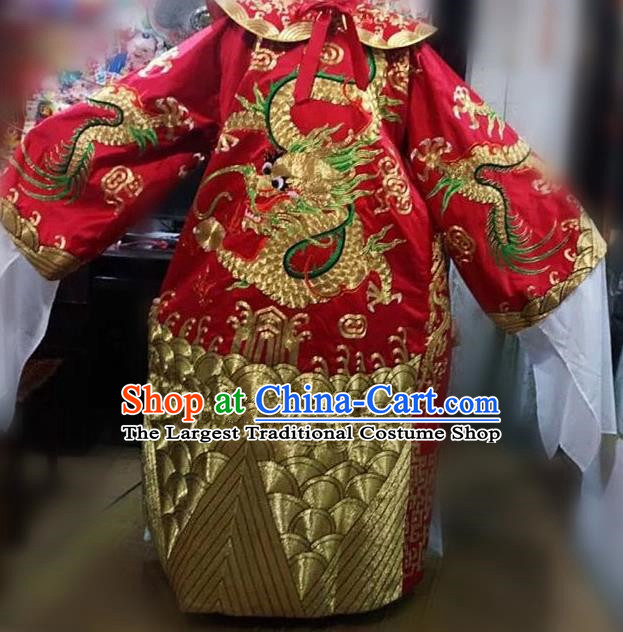 Chinese Traditional Beijing Opera Prime Minister Costume Peking Opera Chancellor Red Embroidered Robe for Adults