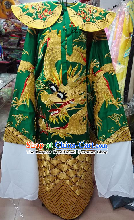 Chinese Traditional Beijing Opera Prime Minister Costume Peking Opera Chancellor Green Embroidered Robe for Adults