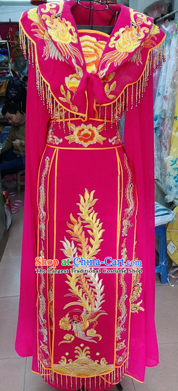 Chinese Traditional Beijing Opera Princess Rosy Embroidered Dress Peking Opera Actress Costume for Adults
