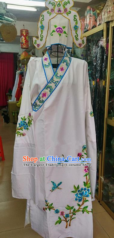 Chinese Traditional Beijing Opera Niche Costume Peking Opera Nobility Childe White Robe for Adults