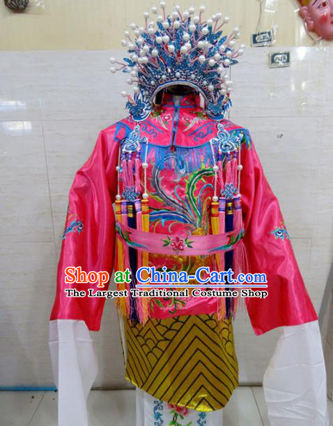 Chinese Traditional Beijing Opera Queen Pink Embroidered Phoenix Robe Peking Opera Costume for Adults