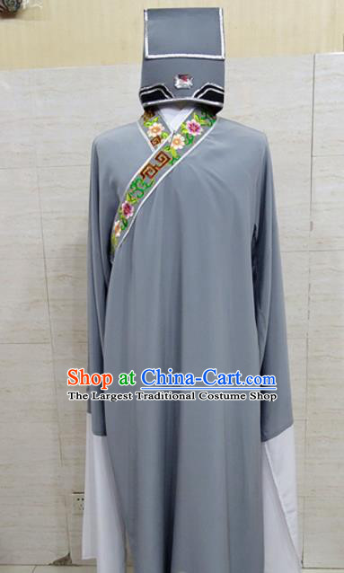 Chinese Traditional Beijing Opera Scholar Grey Robe Peking Opera Niche Costume for Adults