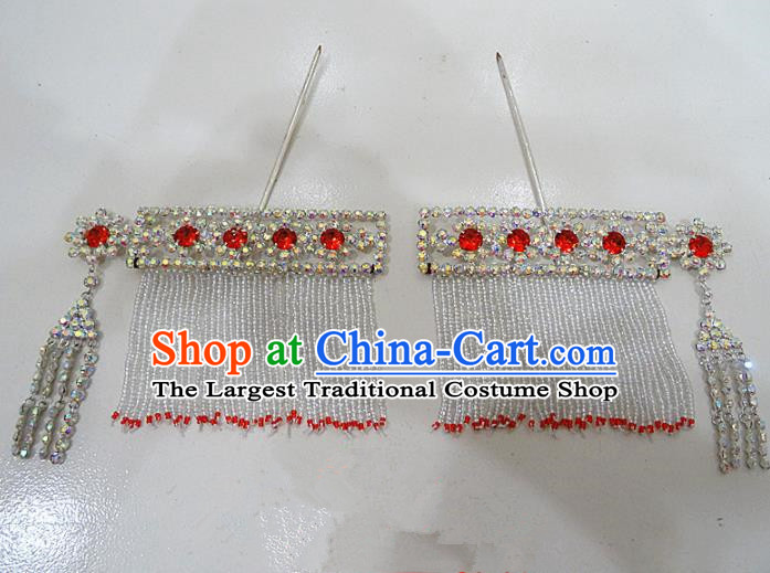 Chinese Traditional Beijing Opera Diva Sidebums Hairpins Princess Crystal Hair Clip Hair Accessories for Adults