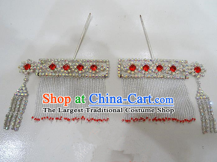 Chinese Traditional Beijing Opera Diva Sidebums Hairpins Princess Crystal Hair Clip Hair Accessories for Adults
