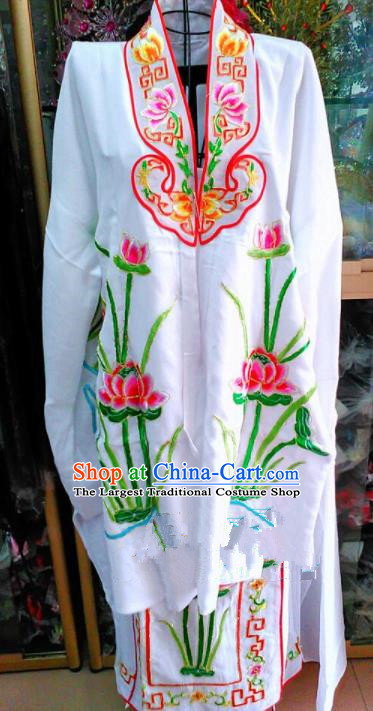 Chinese Traditional Beijing Opera Avalokitesvara Embroidered Lotus Dress Peking Opera Actress Costume for Adults