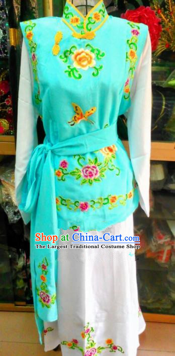 Chinese Traditional Beijing Opera Maidservants Green Dress Peking Opera Young Lady Costume for Adults