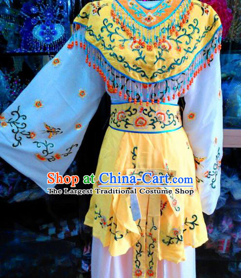 Chinese Traditional Beijing Opera Peri Yellow Dress Peking Opera Young Lady Costume for Adults