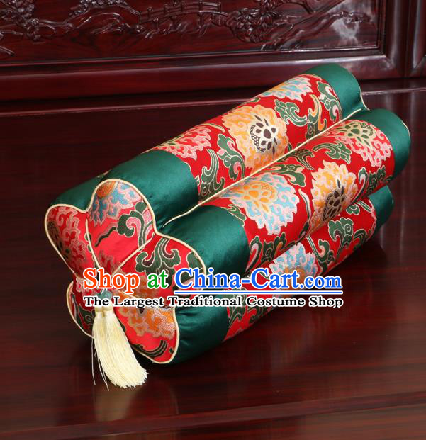 Chinese Traditional Household Accessories Classical Green Brocade Plum Blossom Pillow