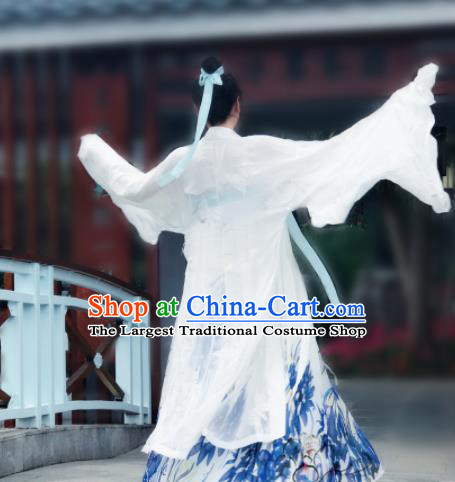 Chinese Ancient Imperial Concubine White Hanfu Dress Tang Dynasty Palace Lady Historical Costume for Women