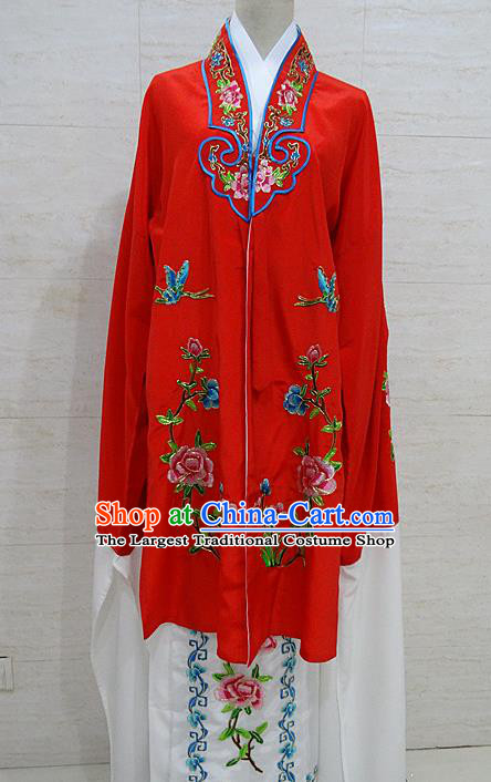 Chinese Traditional Beijing Opera Embroidered Peony Red Dress Peking Opera Diva Costume for Adults