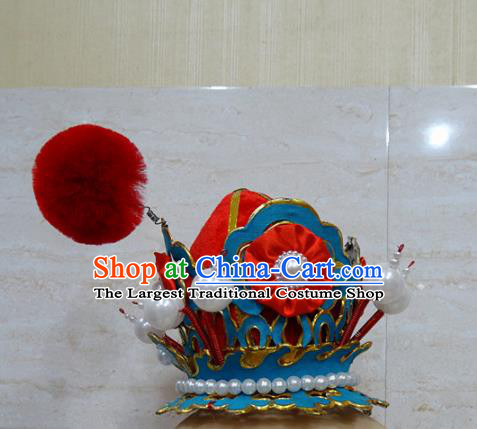 Chinese Traditional Beijing Opera Niche Red Hairdo Crown Ancient Prince Headwear for Adults