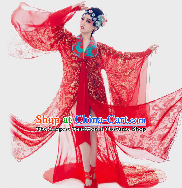 Chinese Ancient Beijing Opera Costumes Traditional Imperial Concubine Red Hanfu Dress for Women