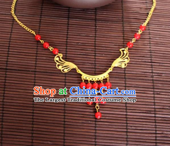 Chinese Traditional Wedding Hair Accessories Ancient Princess Red Beads Eyebrows Pendant for Women