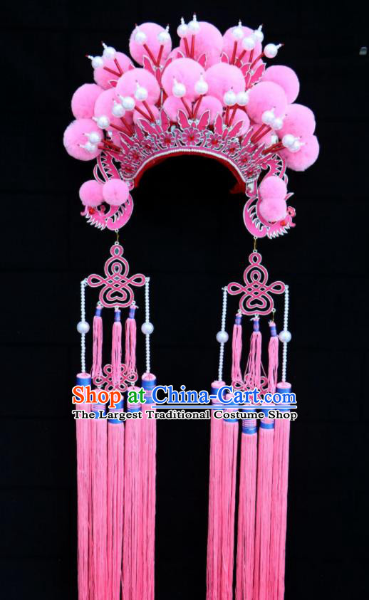 Chinese Traditional Beijing Opera Diva Hair Accessories Peking Opera Pink Venonat Phoenix Coronet