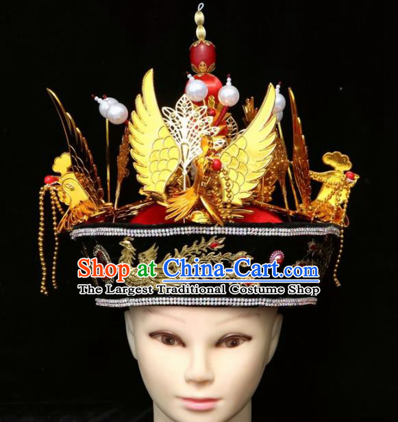 Chinese Traditional Beijing Opera Hair Accessories Ancient Qing Dynasty Imperial Consort Phoenix Hat