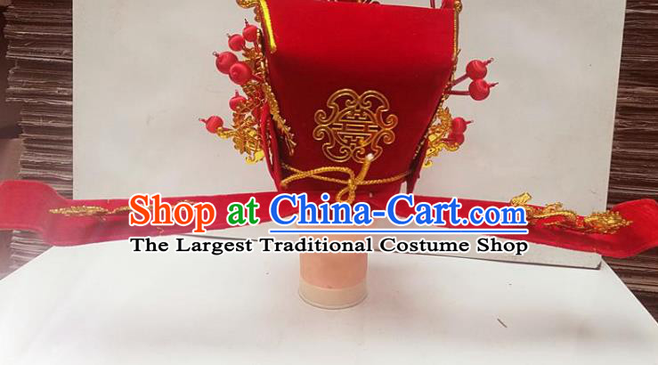 Chinese Traditional Beijing Opera Niche Headwear Peking Opera Number One Scholar Red Hat