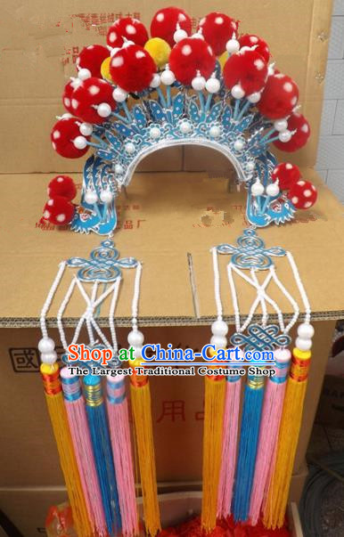 Chinese Traditional Beijing Opera Queen Hair Accessories Ancient Bride Butterfly Phoenix Coronet