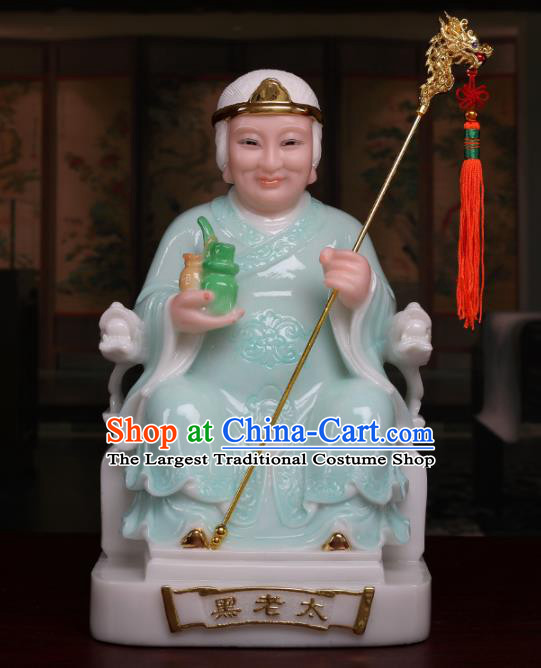 Chinese Traditional Religious Supplies Feng Shui Goddess Green Cloth Statue Taoism Decoration