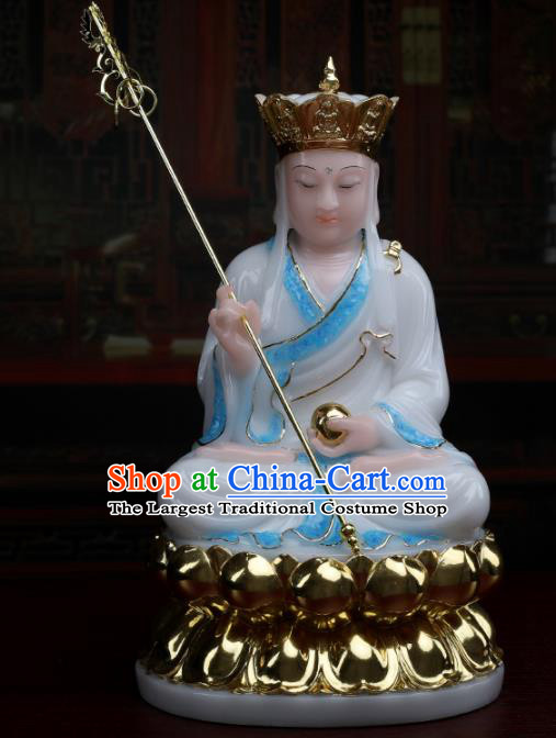 Chinese Traditional Religious Supplies Feng Shui Ksiti Garbha Blue Cloth Statue Buddhism Decoration