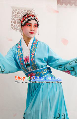 Chinese Traditional Beijing Opera Diva Costume Ancient Princess Blue Palace Dress