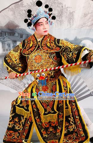 Chinese Traditional Beijing Opera Takefu Costume Ancient Warrior Black Clothing