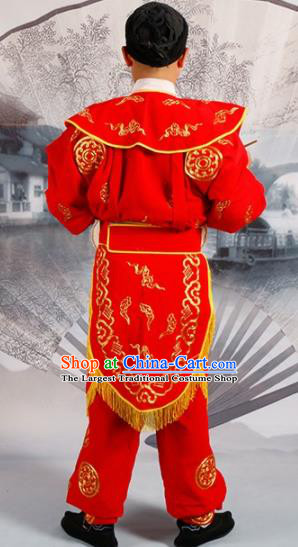 Chinese Traditional Beijing Opera Takefu Sun Wukong Costume Ancient Warrior Red Clothing