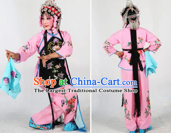 Traditional Chinese Beijing Opera Children Costume Peking Opera Maidservants Black Vest Clothing for Kids