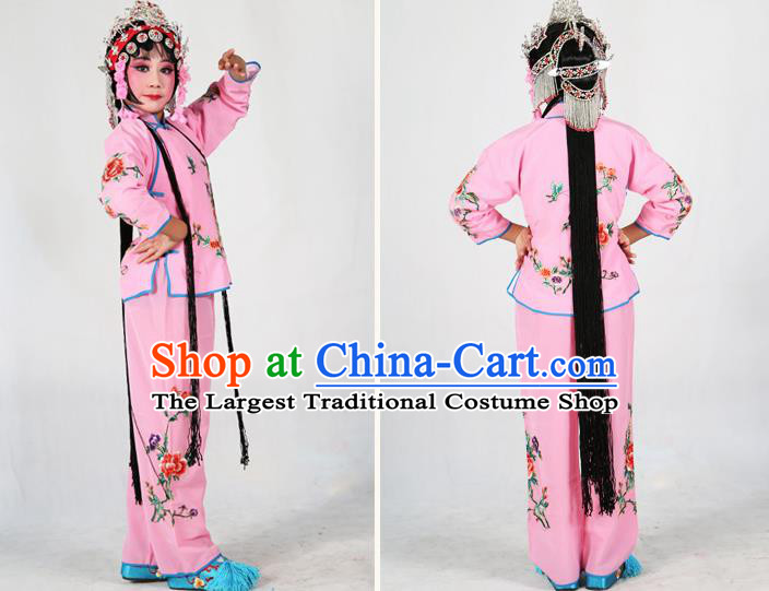 Traditional Chinese Beijing Opera Children Costume Peking Opera Maidservants Pink Dress for Kids