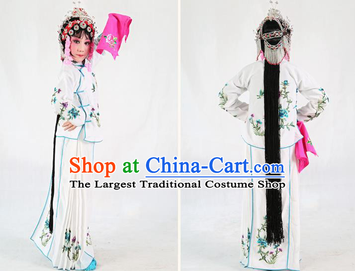 Traditional Chinese Beijing Opera Children Costume Peking Opera Maidservants White Dress for Kids